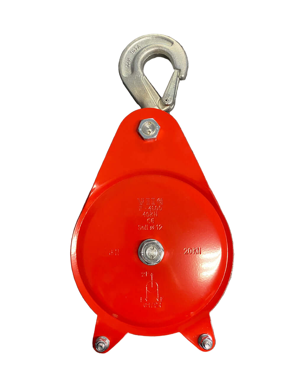 Carrucola per rinvio fune con gancio superiore